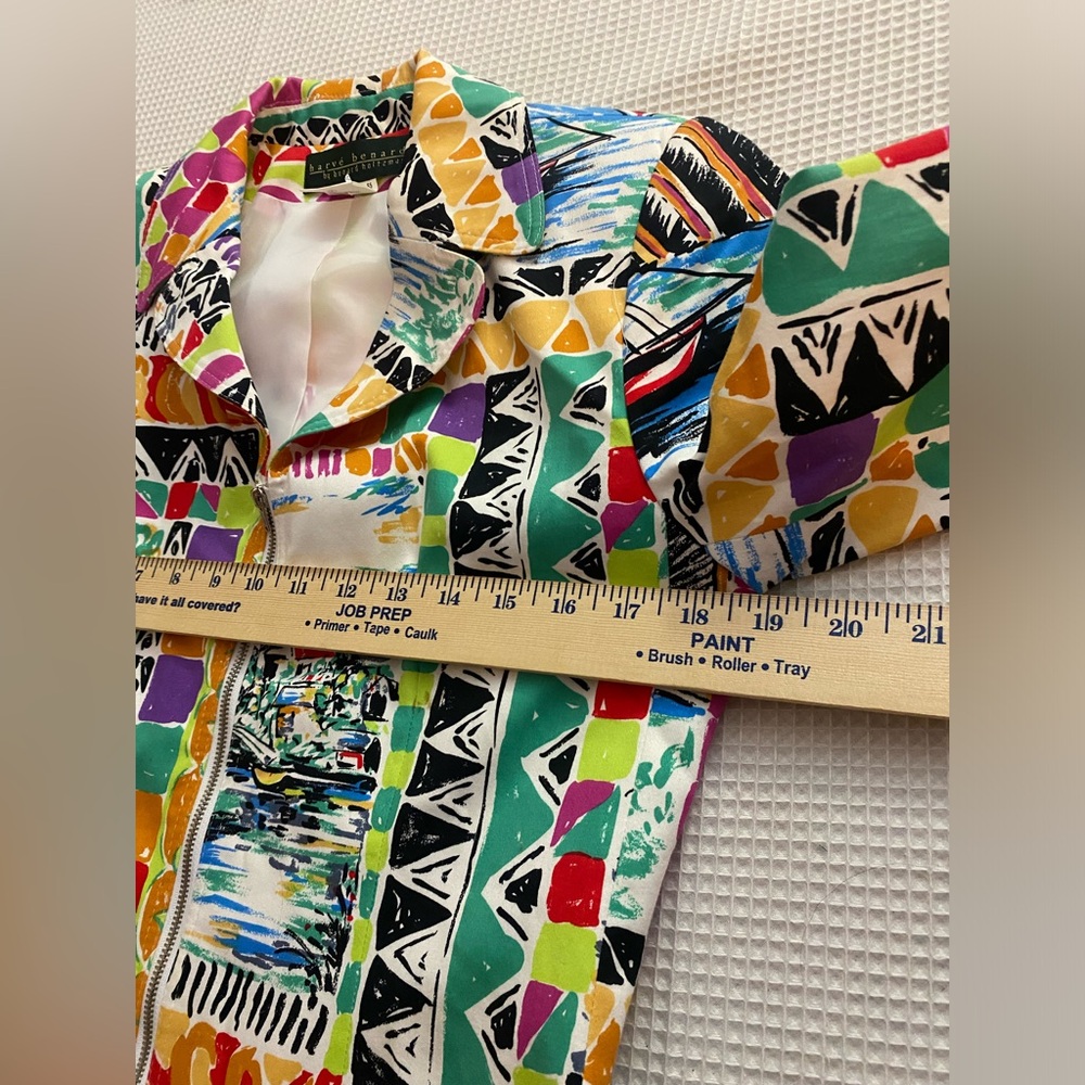 Vintage Harve Benard Blazer Tall 6 Full Zip Colorful Geometric All Over Print - Picture 7 of 8